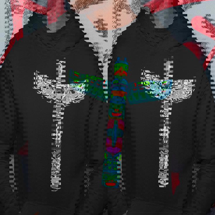 ネイティブアメリカン トーテムポール カラフル サンダーバードデザイン パーカー 面白い贈り物