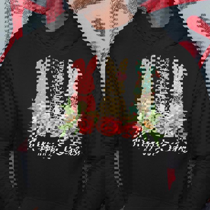 ハッピーイースター 3匹のウサギ 春のハント 卵 おもしろウサギ パーカー 面白い贈り物