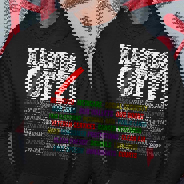 ハンズオフ抗議 社会保障とメディケア抗議 パーカー 面白い贈り物