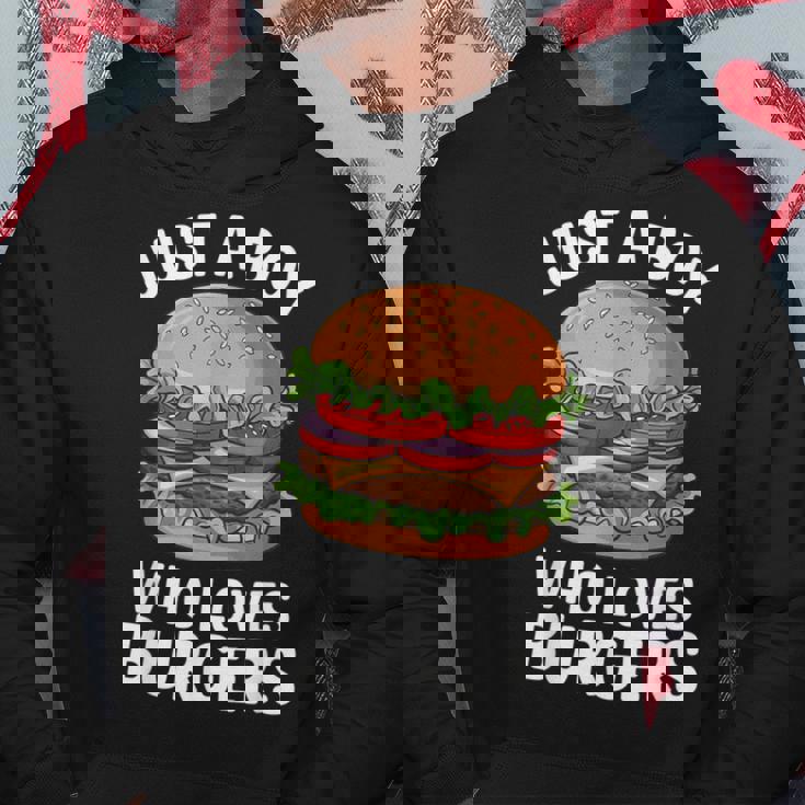 ハンバーガーが大好きな少年 おもしろハンバーガー好き パーカー 面白い贈り物