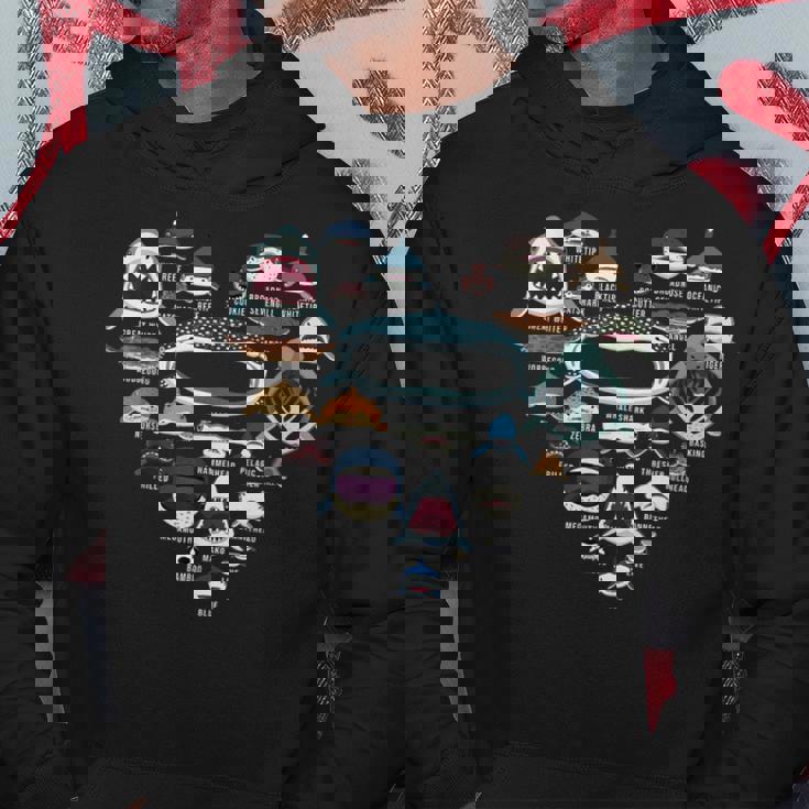 ハート ラブ サメ フェイス ファニー シャルカホリック パーカー 面白い贈り物