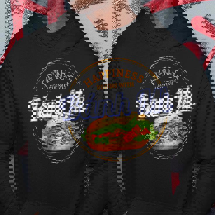 バインミー 屋台の食べ物 バゲット ヴィンテージ ベトナム レトロ お土産 パーカー 面白い贈り物