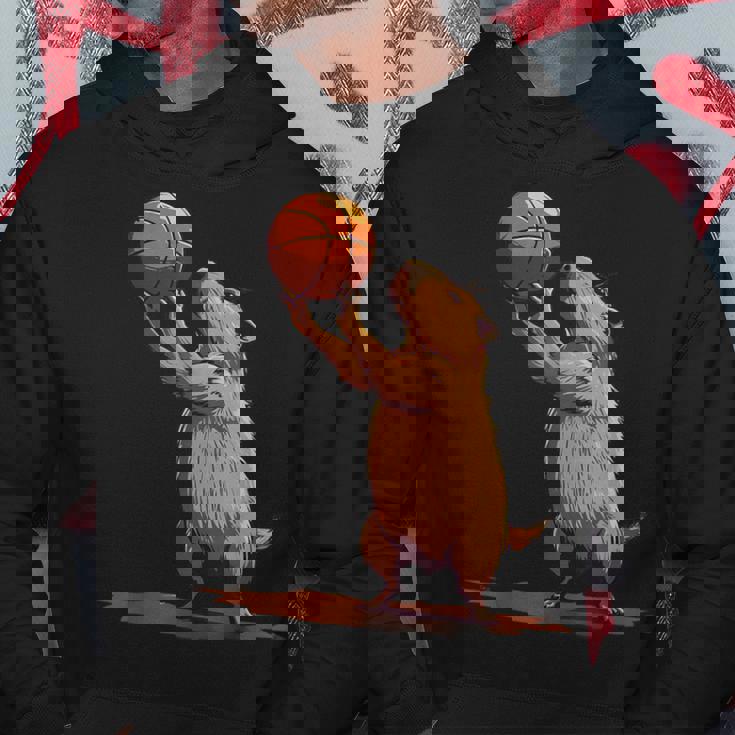 バスケットボール ドローイング バスケットボール 恋人 カピバラ 動物 アート パーカー 面白い贈り物