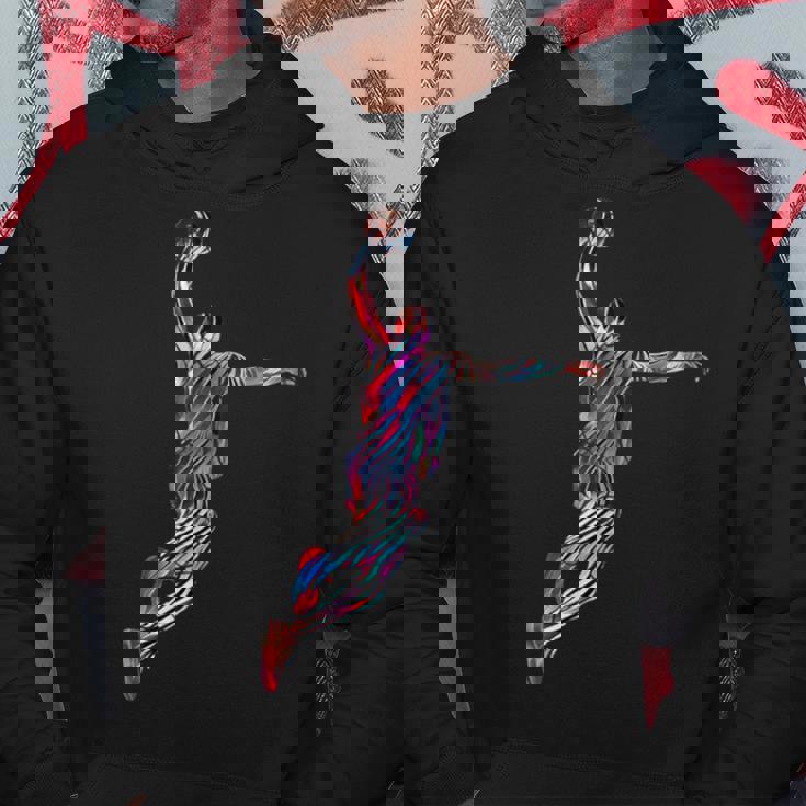 バスケットボール 選手 スラム ダンク 赤 フラクタル 抽象芸術 スポーツ パーカー 面白い贈り物