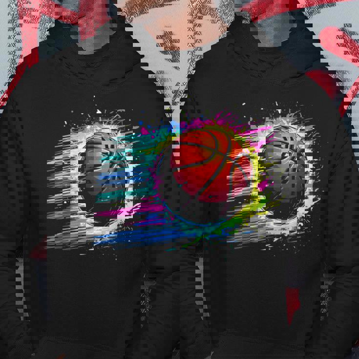 バスケットボール選手 カラフル タイダイ カラーアート スポーツ愛好家 パーカー 面白い贈り物