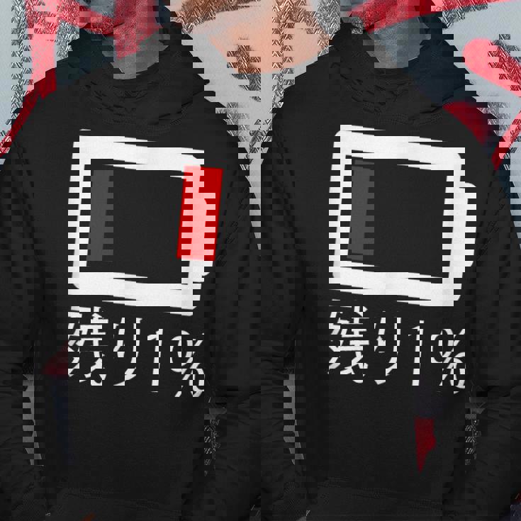 バッテリー残量1 バッテリー切れtシャツ バッテリー残量が少ない パーカー 面白い贈り物