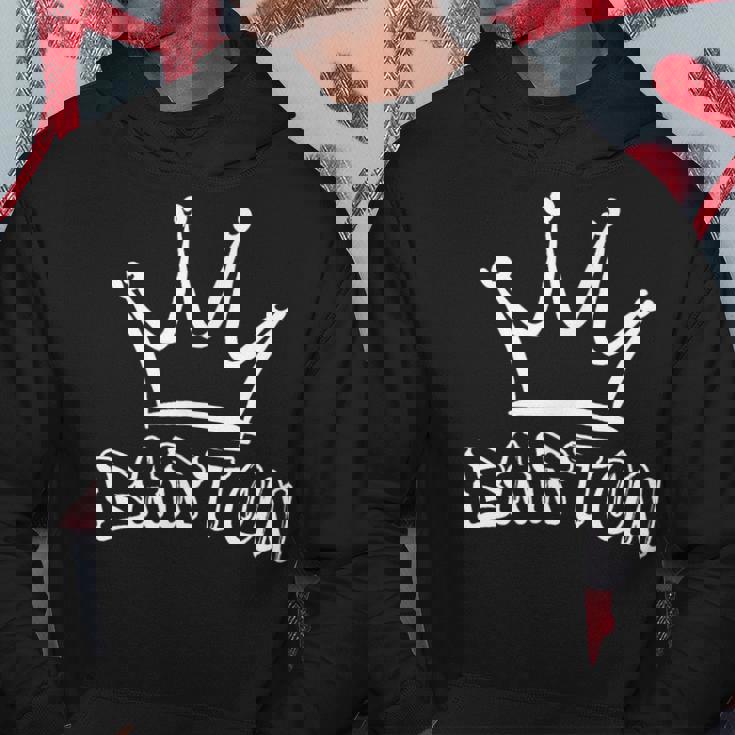 バートンのファミリーネーム クールなバートンの名前とロイヤルクラウン パーカー 面白い贈り物