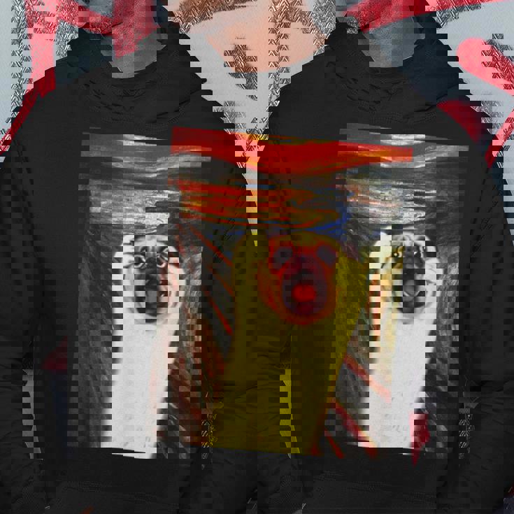 パグ 面白いtシャツ 犬 ムンクの叫び かわいい メンズ 子供 おもしろ 服 グッズ ネタ わんこ イヌ パーカー 面白い贈り物