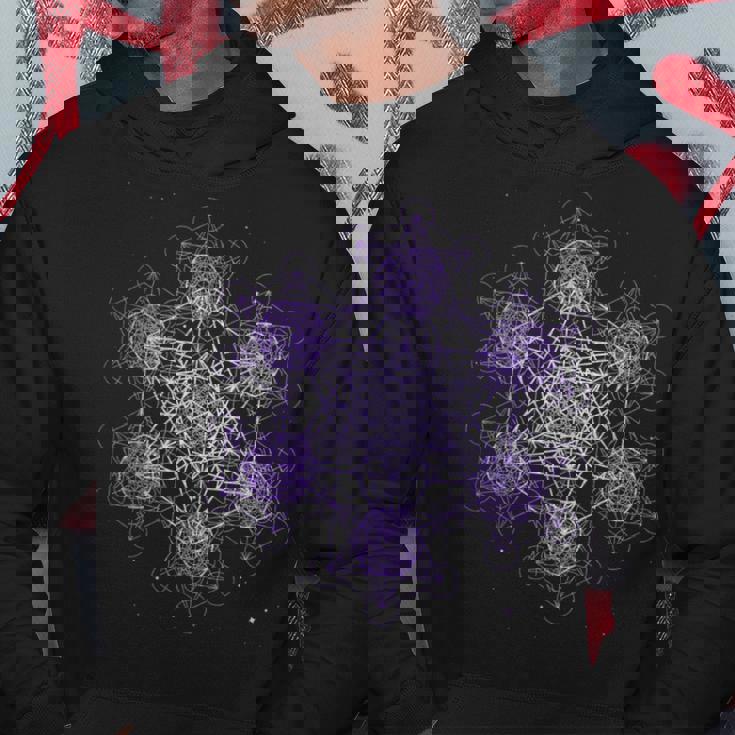 パープル フラクタル メタトロンキューブ 神聖な幾何学 スピリチュアル パーカー 面白い贈り物