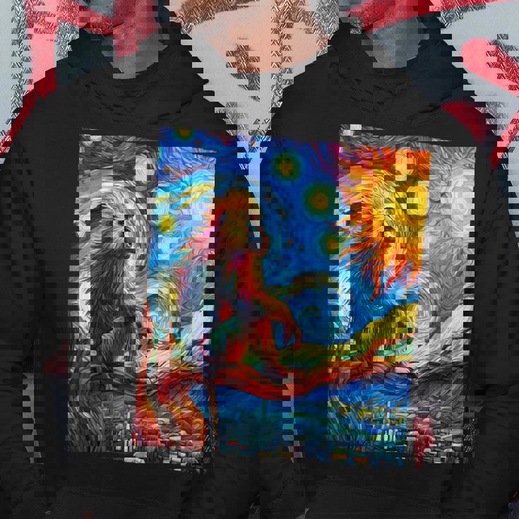 ヒヒ猿 星月夜 絵画 パーカー 面白い贈り物