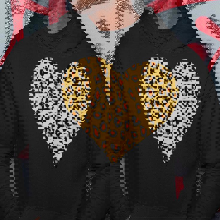 ヒョウ柄ハートデザイン ヒョウ柄 パーカー 面白い贈り物