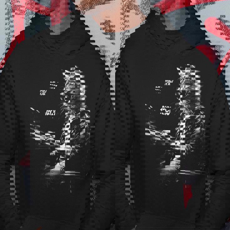 ピアノを弾くクラシック猫 鍵盤交響曲 パーカー 面白い贈り物