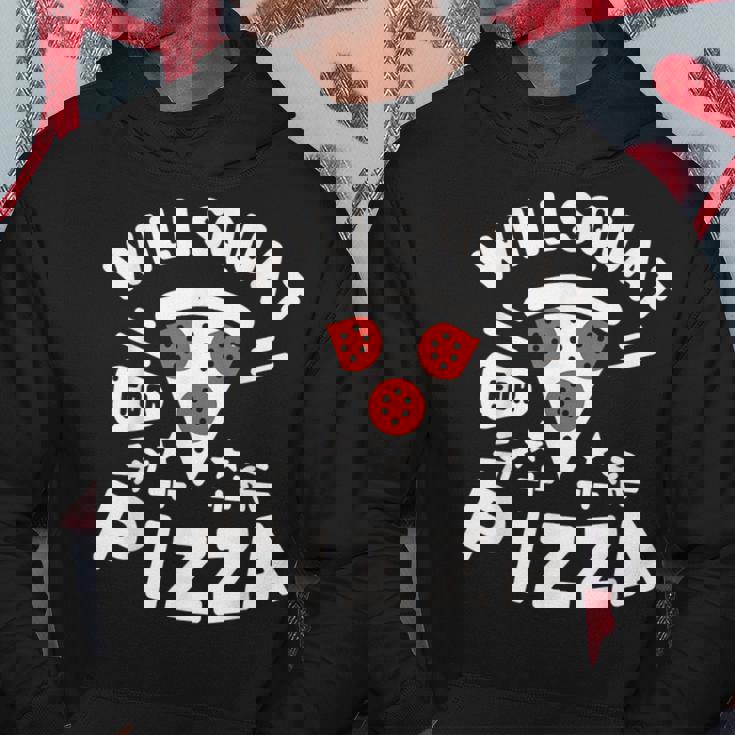 ピザのためにしゃがむ Willquat For Pizza パーカー 面白い贈り物