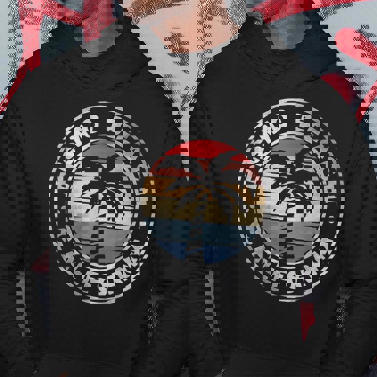 ピズモビーチ カリフォルニア サンセット ヤシの木 ビーチ レトロ パーカー 面白い贈り物