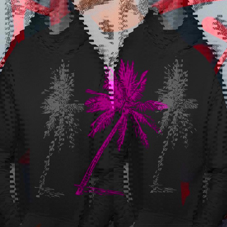 ピンクパームビーチウェア サーフィンレトロ パームツリー パーカー 面白い贈り物