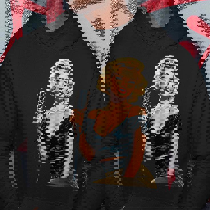 ピンナップガール ビンテージマイク 歌う オールドスクール パーカー 面白い贈り物