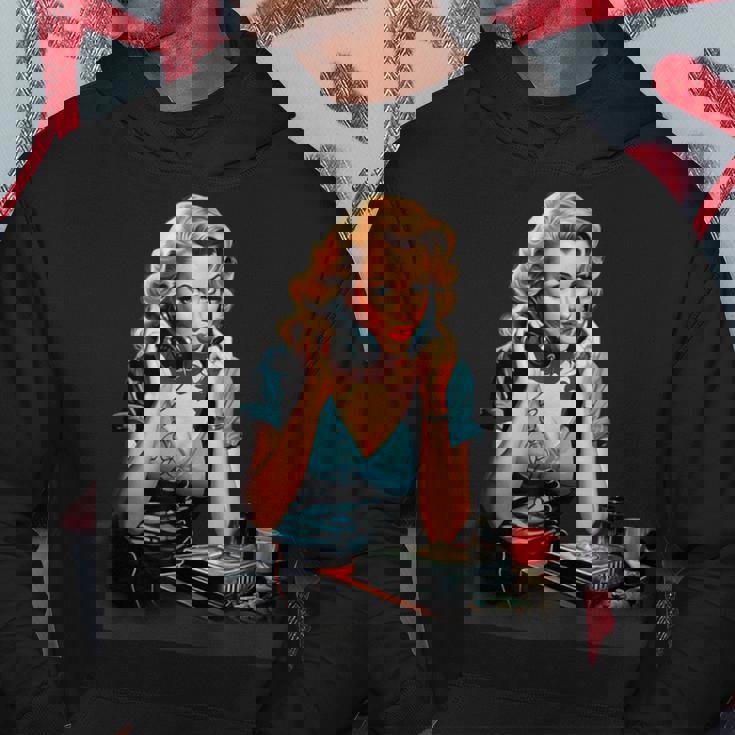 ピンナップガール ヴィンテージ電話 オールドスクール パーカー 面白い贈り物