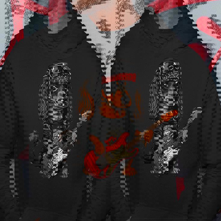 ファニー ダックスフンド キュート ロックンロール ロッカー パンク パーカー 面白い贈り物