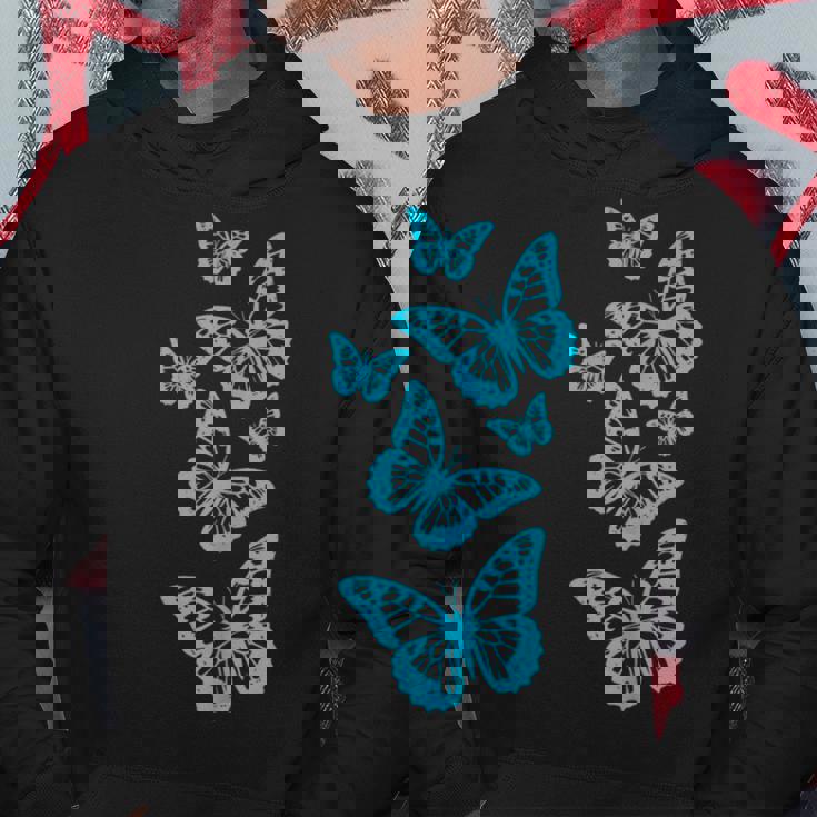 ファンタジー エレガント 蝶 ブルー ブラック シェイプ マニア パーカー 面白い贈り物