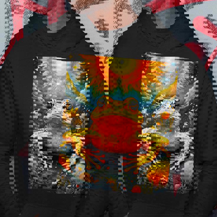 ファンタジー キュート イエロー カエルの太陽 パーカー 面白い贈り物