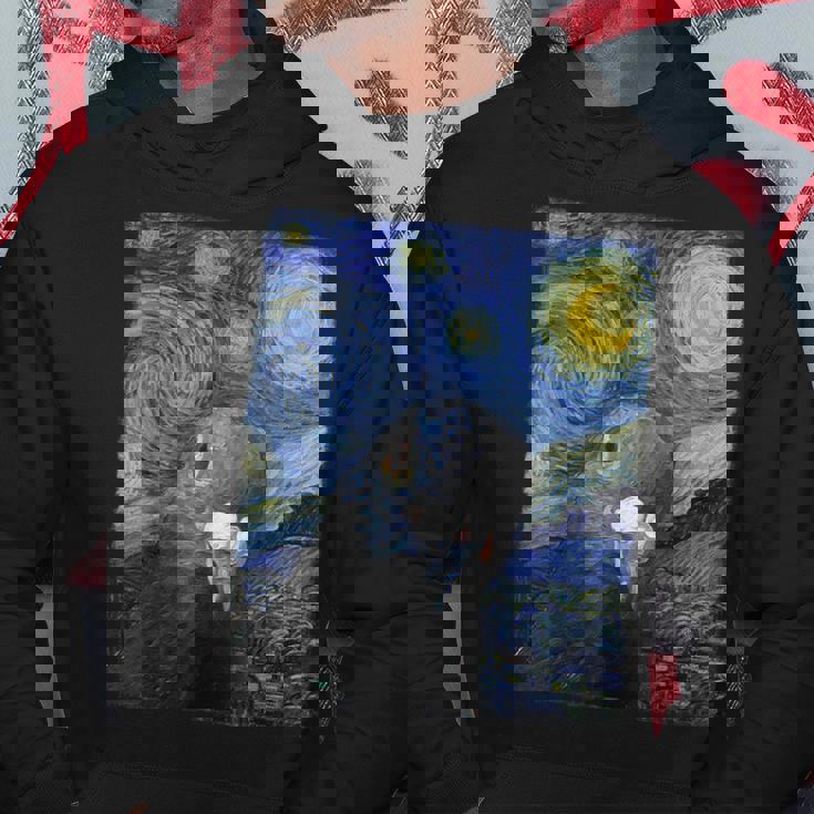 ファン・ゴッホの星月夜鳩のミームペインティング パーカー 面白い贈り物