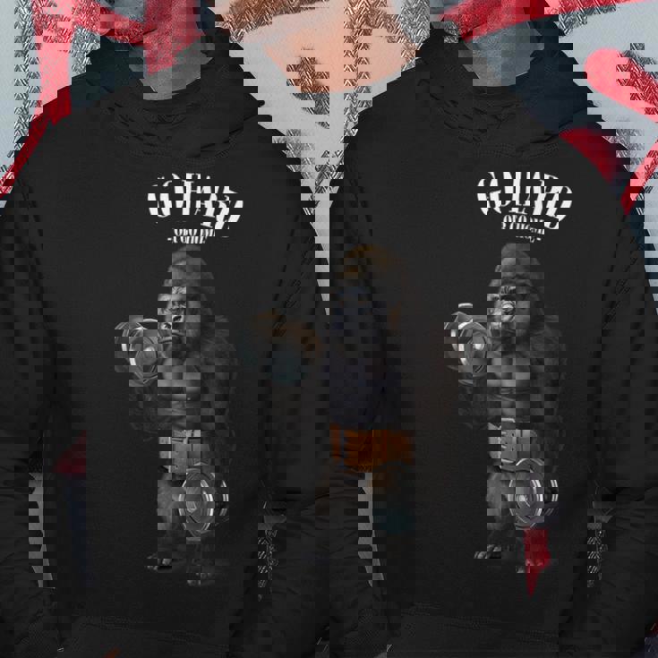 フィットネスジムでダンベルでゴリラ筋トレ パーカー 面白い贈り物