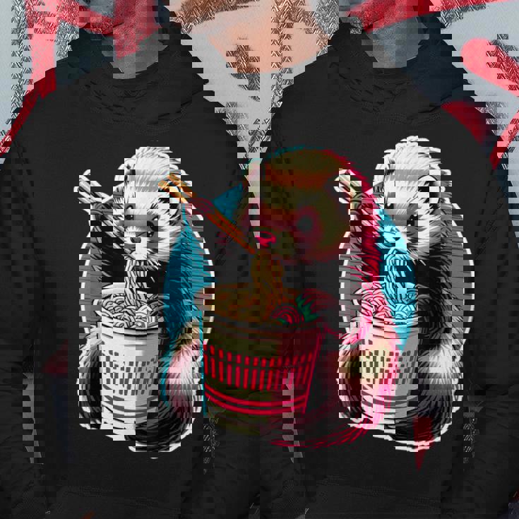 フェレットの飼い主かわいいカワイイアニメフェレットがラーメン丼シャツを食べる パーカー 面白い贈り物