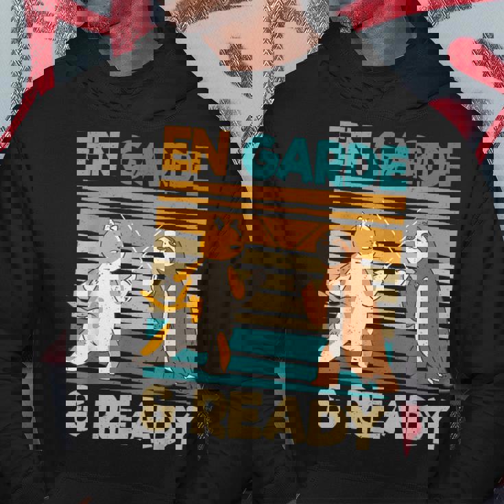 フェンシング猫ナマケモノファニーフェンサー パーカー 面白い贈り物