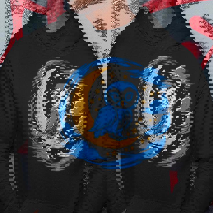 フクロウ 月 夜 星 パーカー 面白い贈り物