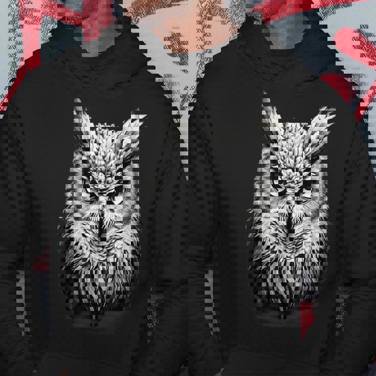 フクロウ 肖像画 アートワーク 図面 動物愛好家 アニマルプリント パーカー 面白い贈り物