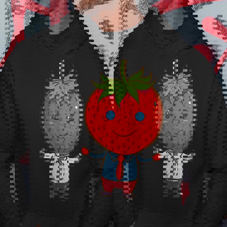 フルーツやネクタイ好きのための従業員ストロベリーアウトフィット パーカー 面白い贈り物