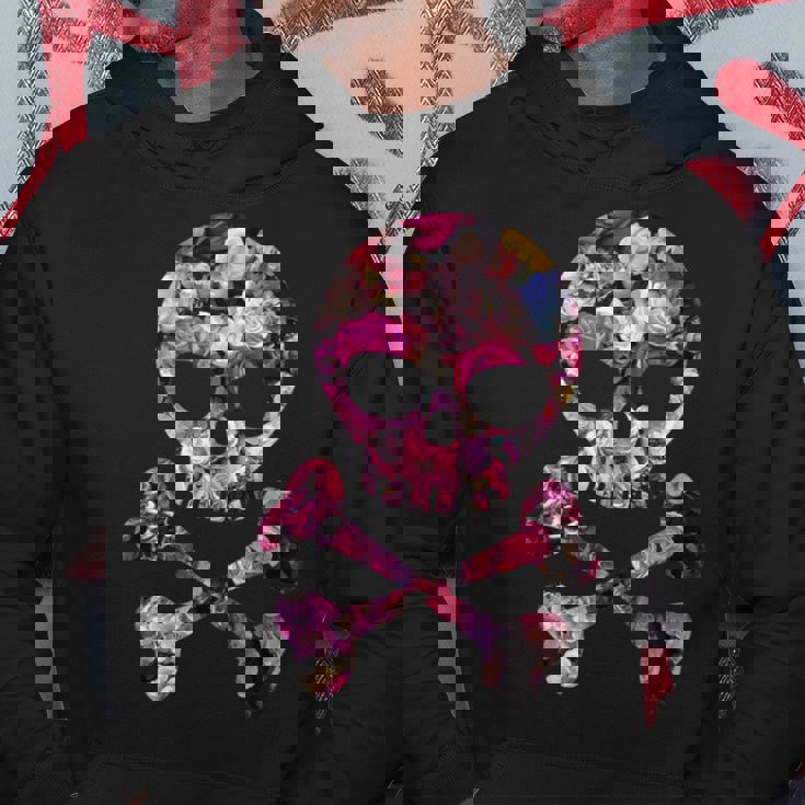 フローラルローズスカルフラワープリント パーカー 面白い贈り物