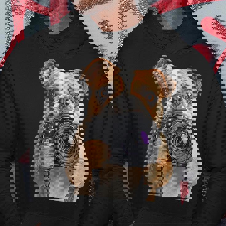 ブルドッグ 写真家 写真カメラ パーカー 面白い贈り物