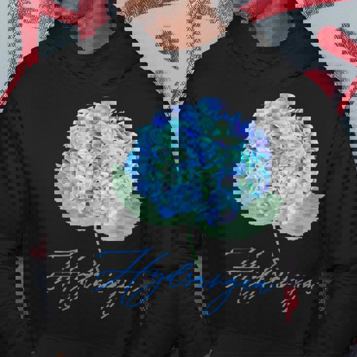 ブルーパープルアジサイフラワーレトロガーデナーアート パーカー 面白い贈り物