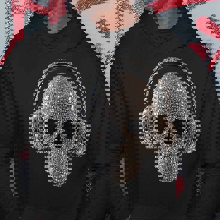 ヘッドフォン付きキラキラドクロ Dj音楽愛好家 パーカー 面白い贈り物