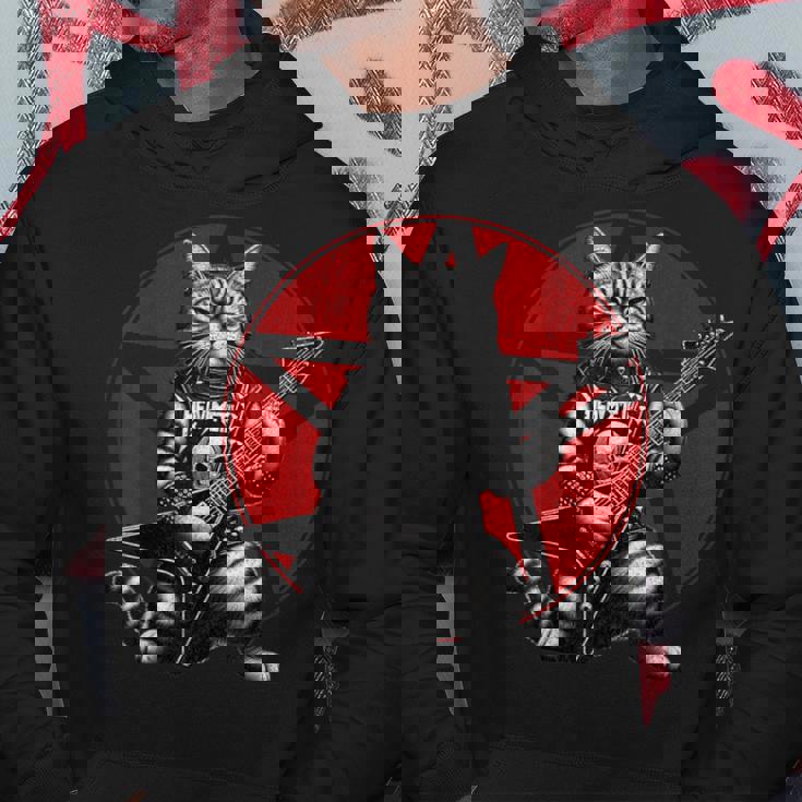 ヘヴィメタル猫とデスメタルミュージック メタルヘッド ロックギター パーカー 面白い贈り物