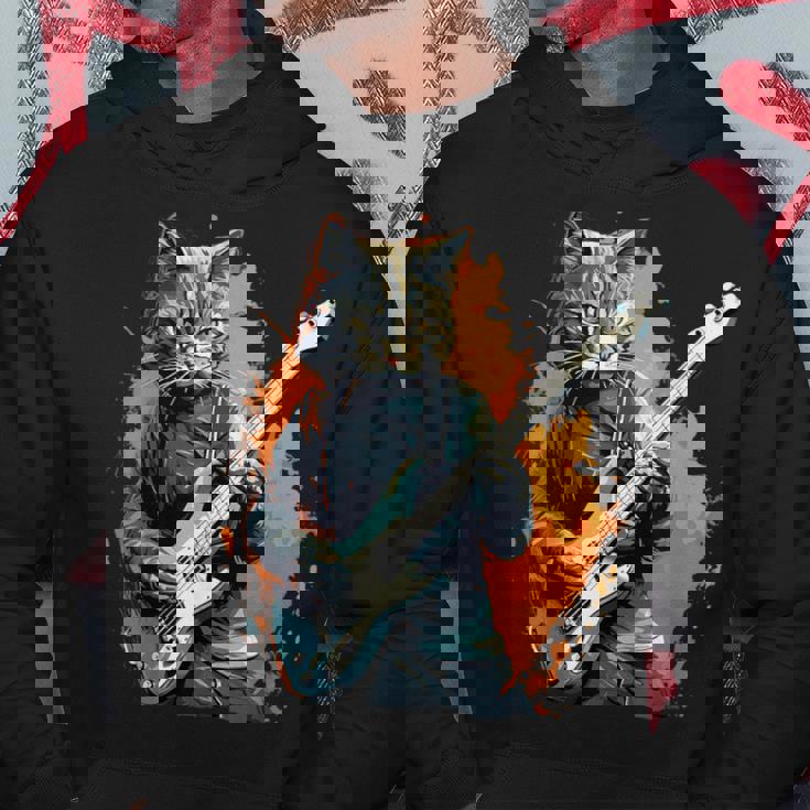 ベースギター 音楽 猫 ギターを弾く パーカー 面白い贈り物