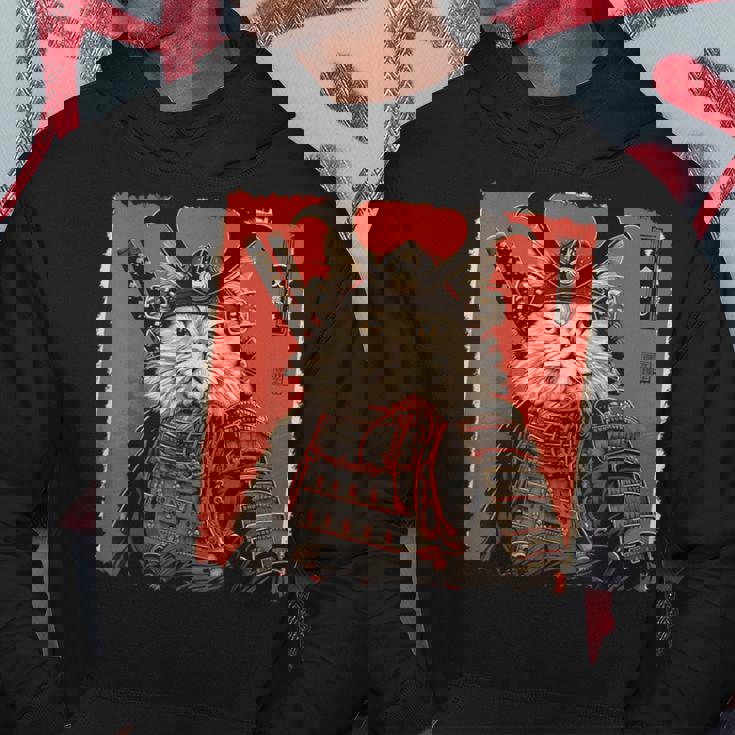 ペルシャ猫 日本美術 サムライ 浮世絵 ヴィンテージ パーカー 面白い贈り物