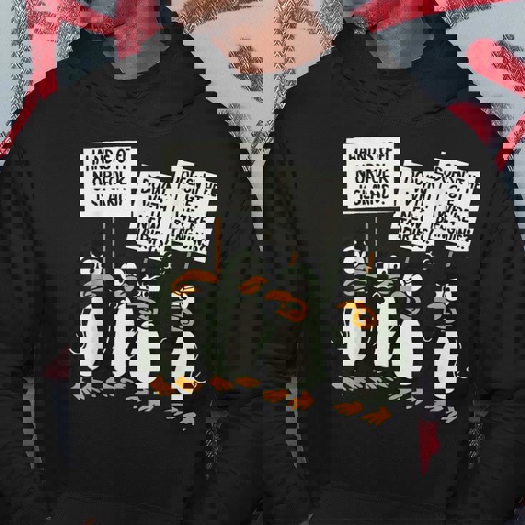 ペンギンの関税 聞いた島 ペンギンと一緒に立つ パーカー 面白い贈り物