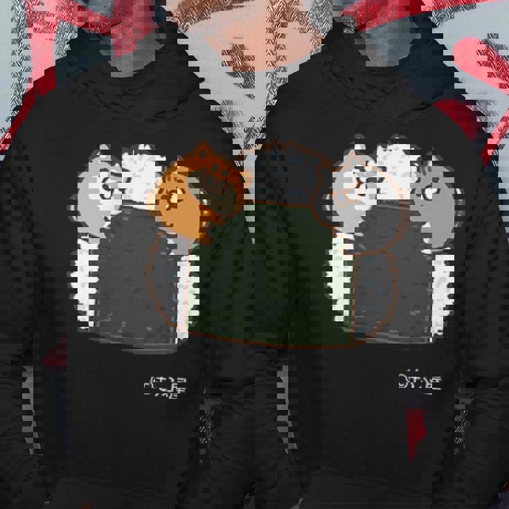 ボンレス犬とボンレス猫 おにぎり ダークカラー パーカー 面白い贈り物