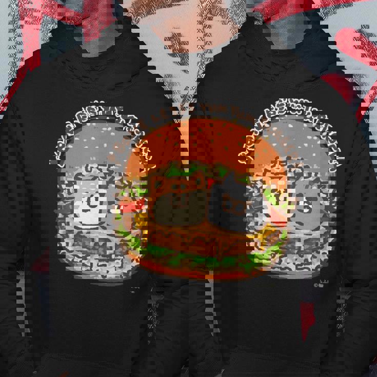 ボンレス犬とボンレス猫 ハンバーガー ダークカラー パーカー 面白い贈り物