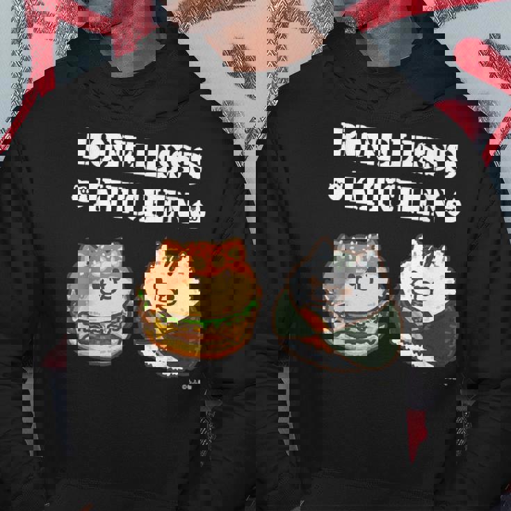 ボンレス犬とボンレス猫 ハンバーガーとおにぎり ダークカラー パーカー 面白い贈り物