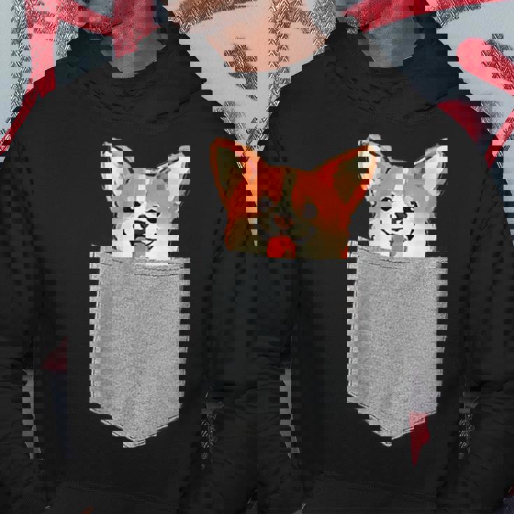 ポケットから覗く可愛いコーギーのデザイン パーカー 面白い贈り物