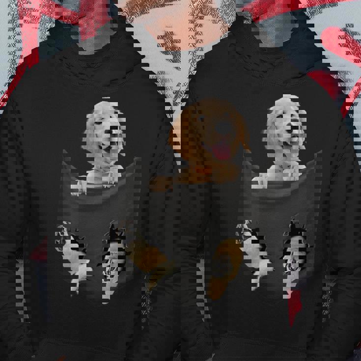 ポケットに入ったゴールデンレトリーバーの犬 ゴールデンパピー のぞき見 パーカー 面白い贈り物