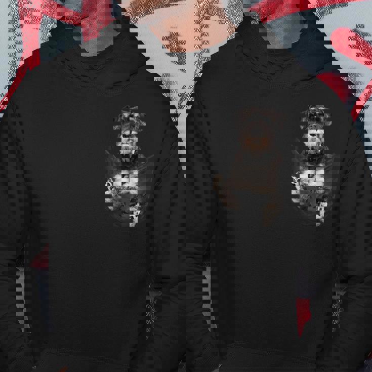 ポケットに入った面白いミニチュアシュナウザー。恋人たちに。 パーカー 面白い贈り物