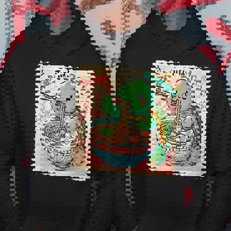 ポップ 和 アート 切手 かわいい 赤ちゃん 亀 ラーメン パーカー 面白い贈り物