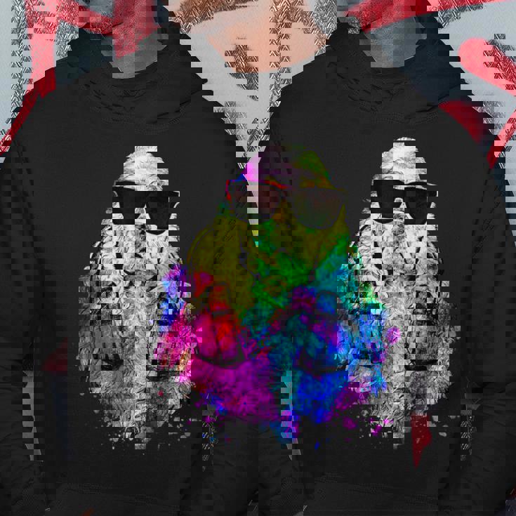 ポップアート アメリカンコッカー スパニエル 犬のポートレート ヘッドフォン付き パーカー 面白い贈り物