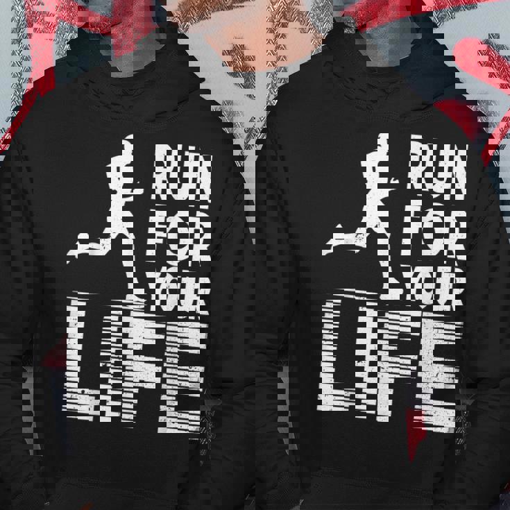 マラソンランナー Run For Your Life ランニング パーカー 面白い贈り物