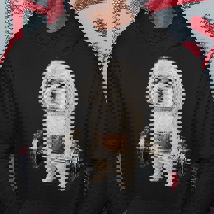 マルチーズドッグ筋トレ バーベルシュラッグバー フィットネス パーカー 面白い贈り物