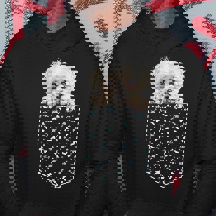 マルチーズ犬ポケット子犬の顔ペット愛好家 パーカー 面白い贈り物